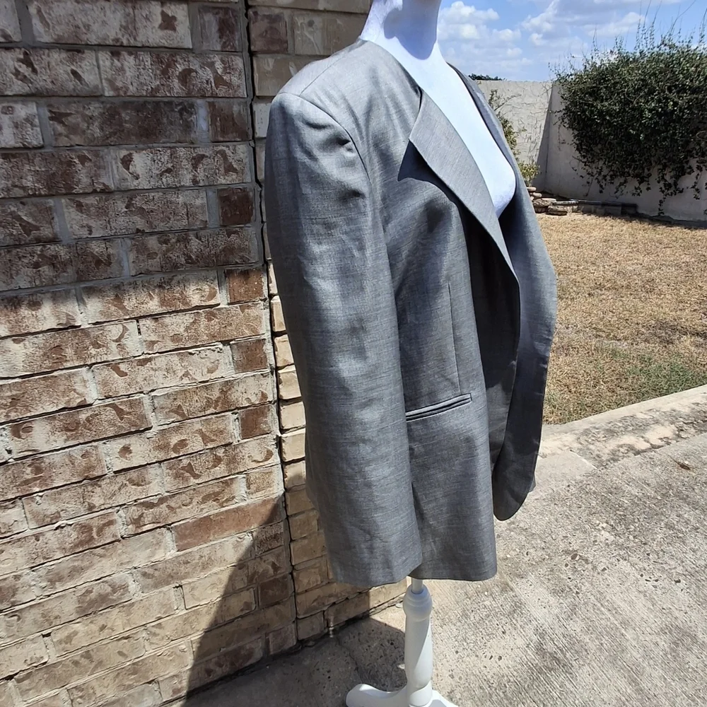 RAEY Blazer Open-Front Grey Long Sleeve Virgin Wool Silk   Women Size UK12 / US8 - Picture 7 of 16